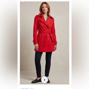 Black Rivet Red Double-Breasted Trench Coat